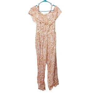 Guess Size Medium M Pomelo Orange Paisley Long Jumpsuit NEW NWT Comfy
